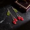 Gothic Style Copper Earrings With Cherry Motif For Trendy Women