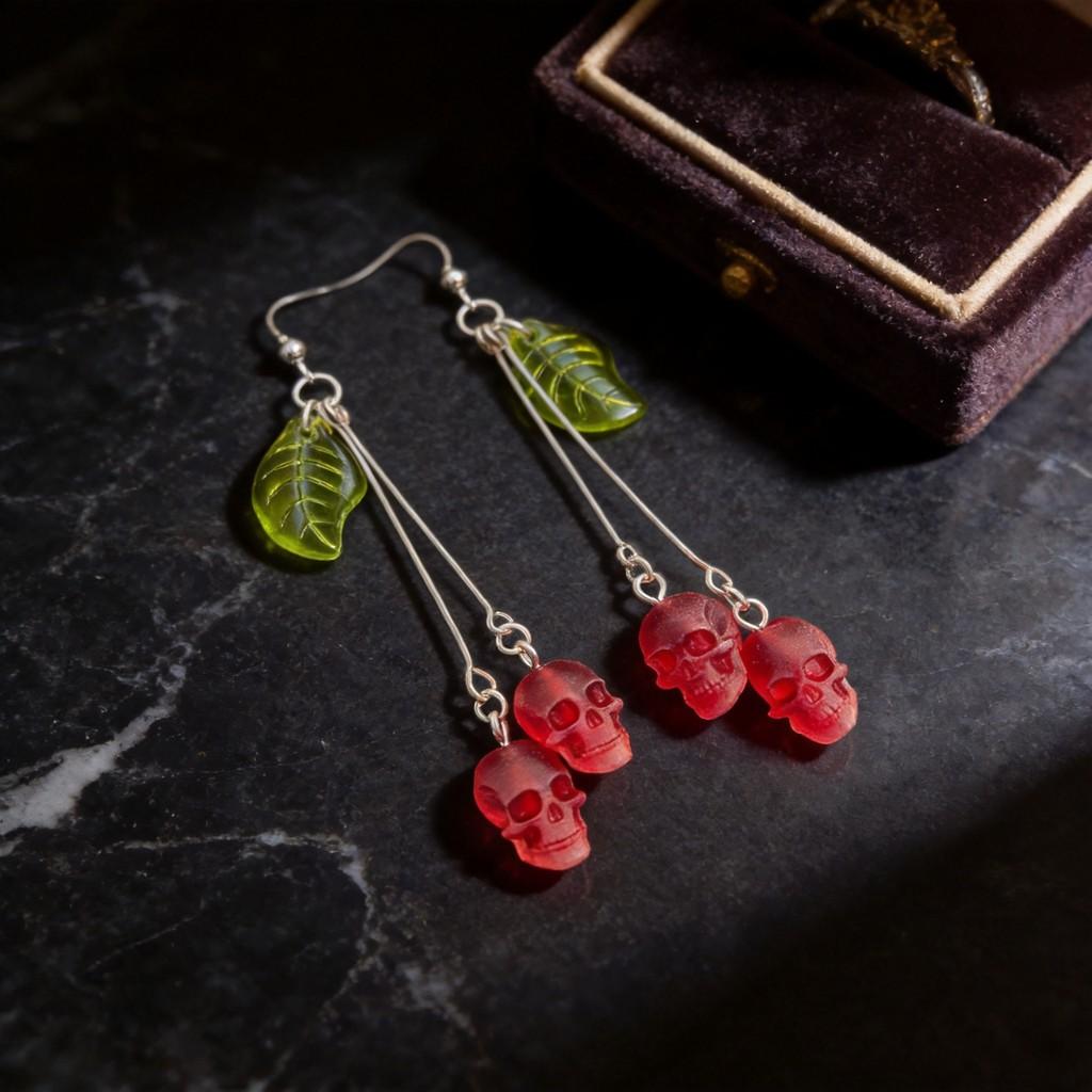 Gothic Style Copper Earrings With Cherry Motif For Trendy Women