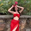 Bikini Swimsuit Feminine Split Red Three-piece Beach Play