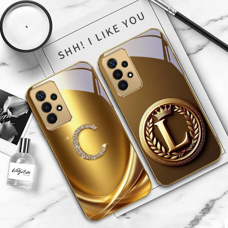 Lorbeerblatt Ring Gold Für Samsung A 01 52S A04 A05S A10 A12 A13 22 23 24 36 42 M02 Note 10 20Ultra 8 9 Goldene Glas Handyhülle