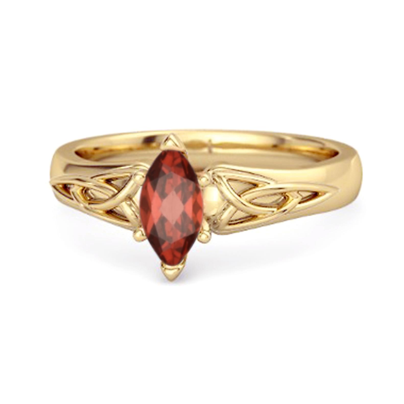 Celtic Garnet Ring 925 Sterling Silver Gold Vermeil Trinity Knot Band Ring 10
