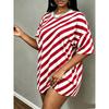 3D Printed O Neck Short Sleeved T-shirt Women's Tops Summer Fashion Striped Pattern Plus Size T-shirts