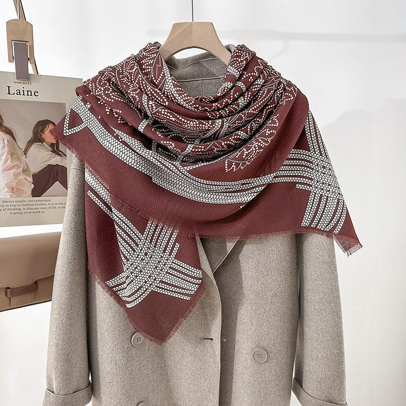 Fashion new square scarf women's clothing with scarf niche retro 130 beard removal shawl