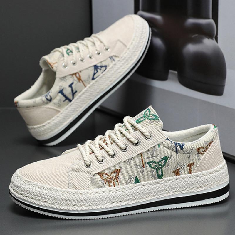 Fashion 2024 Men's Canvas Shoes Men Outdoor Trendy All-match Sneakers Handmade Cloth Breathable Vulcanized Shoes Comfortable Flat Shoes