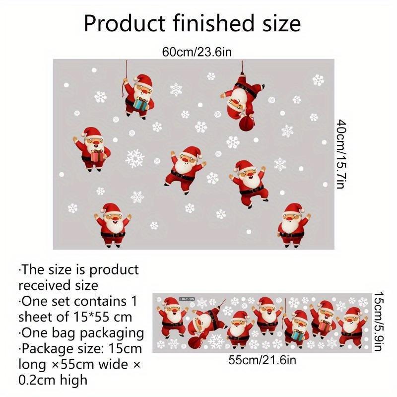 1PC New Santa Claus Snowflake Christmas Stickers Wall Paper Living Room Window Refrigerator Decoration Wall Sticker Self Adhesive Wall Decortion