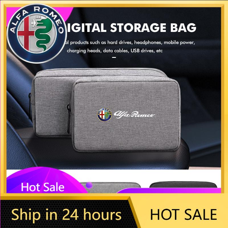 Car Stickers For Alfa Romeo Car USB Storage Bag Cable Organiser Digital Products Waterproof Organizer For Alfa Romeo GT Stelvio