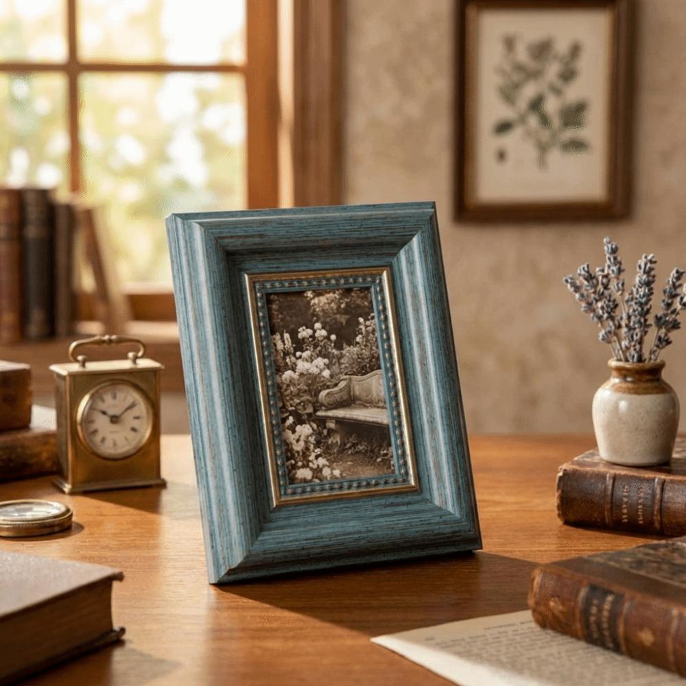 2PCS Rustic Antique Picture Frames Square Photo Storage Frame Small Frame Display Holders  Office
