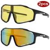 2pcs UV400 Protective Glasses for Cycling Outdoor Sports One-piece Sun Glasses Road Bike Climbing Eyewear Windproof