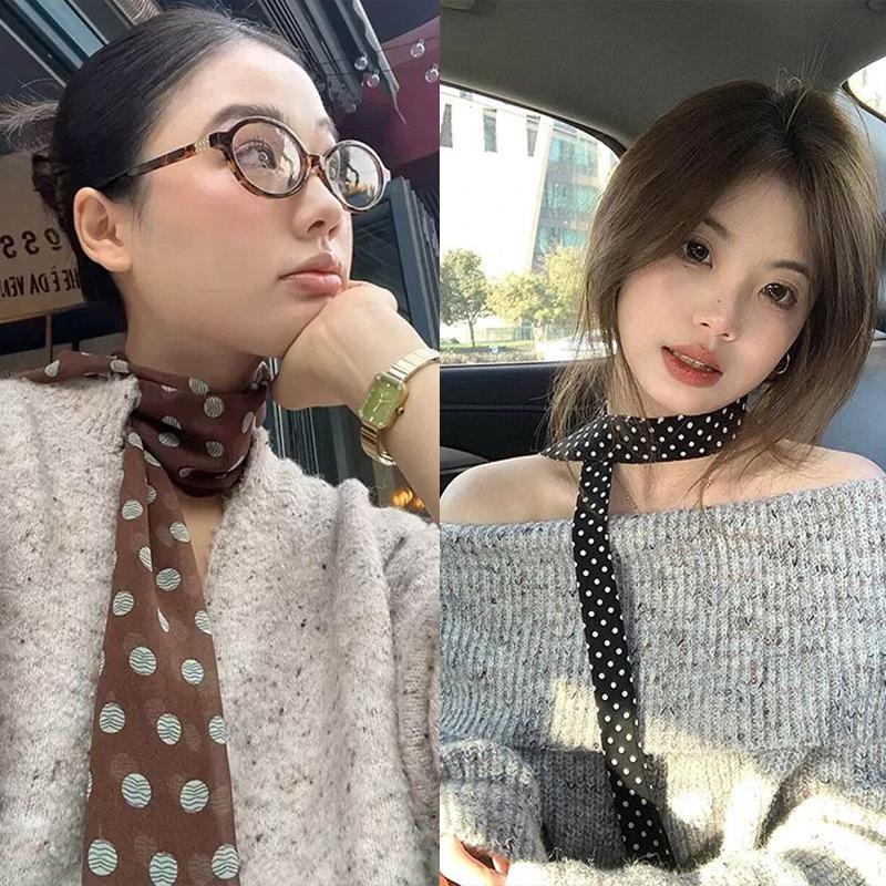 Korean Polka Dot Multifunctional Scarf Tie Hairband Accessory