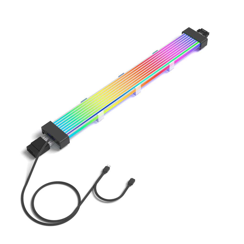 RGB Silicone Silver-Plated Extension Cable for Motherboards - 24p, 6+2p Neon Rainbow Luminous Wire