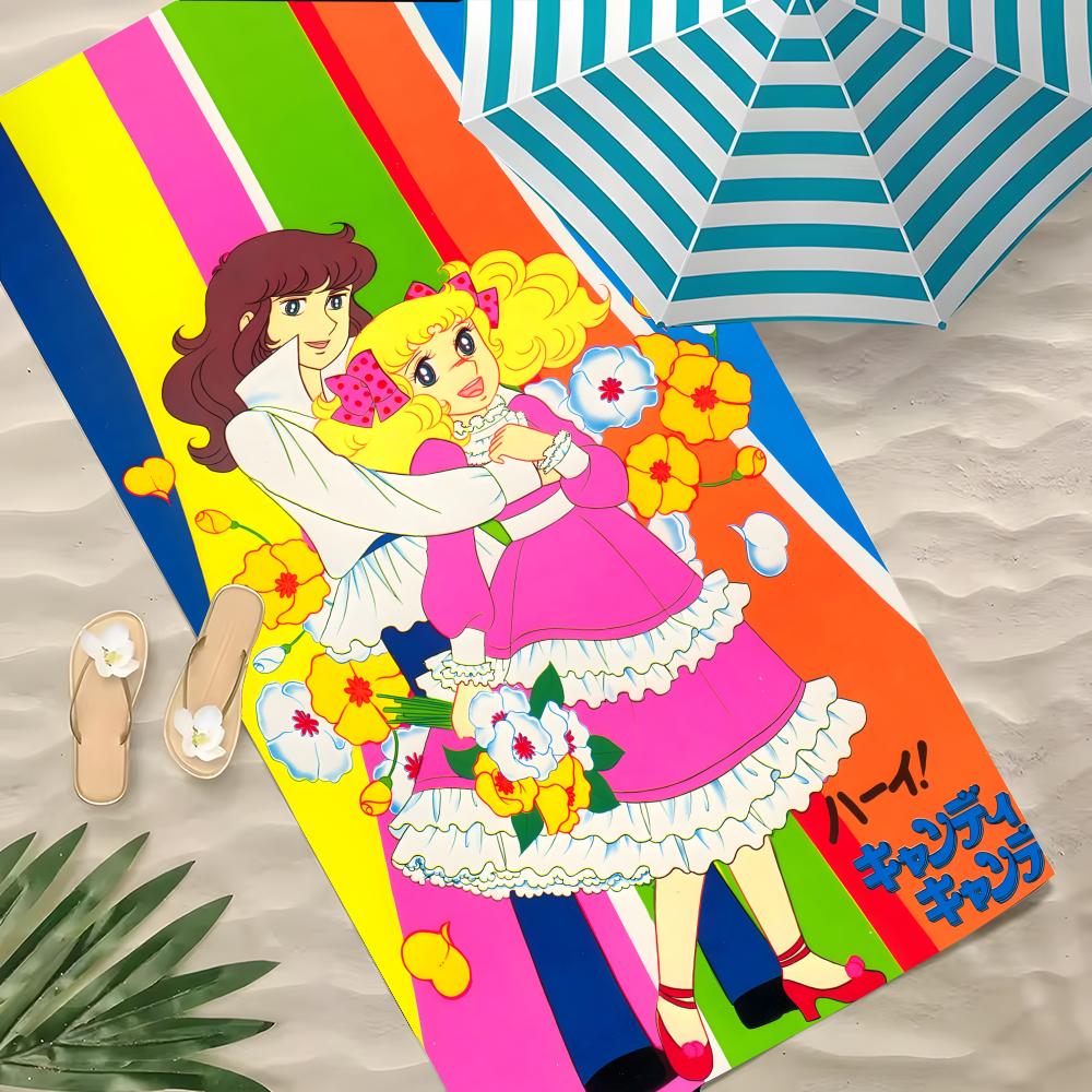 Anime Candy Candy Towel Polyester Beach Towel Quick Dry Sand Free Bath Towel for Summer Pool Travel Vacation