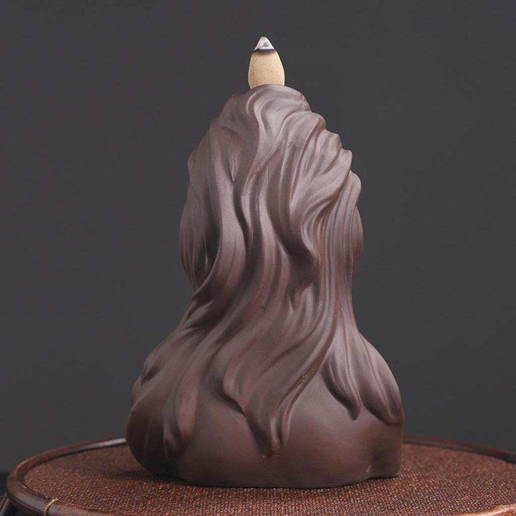 Backflow Incense Burner Holder Desk Ornament Lady Face Figurine Waterfall Decoration for