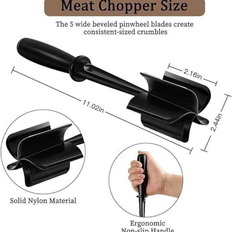 Handheld Meat Chopper Heat Resistant Ergonomic Handle Meat Masher for Ground Beef Hamburger Camping Cooking