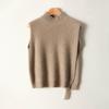 Women's 100% Pure Wool Sleeveless Knit Vest Shawl - Warm Autumn/Winter Layering Pullover with Half-High Collar