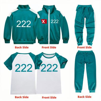Kids Children Boys Girls Movie Game Print Long Sleeves Zipper Jacket Coat T Shirt Trousers Pants Set Role Play Outfit Halloween Cosplay Costume