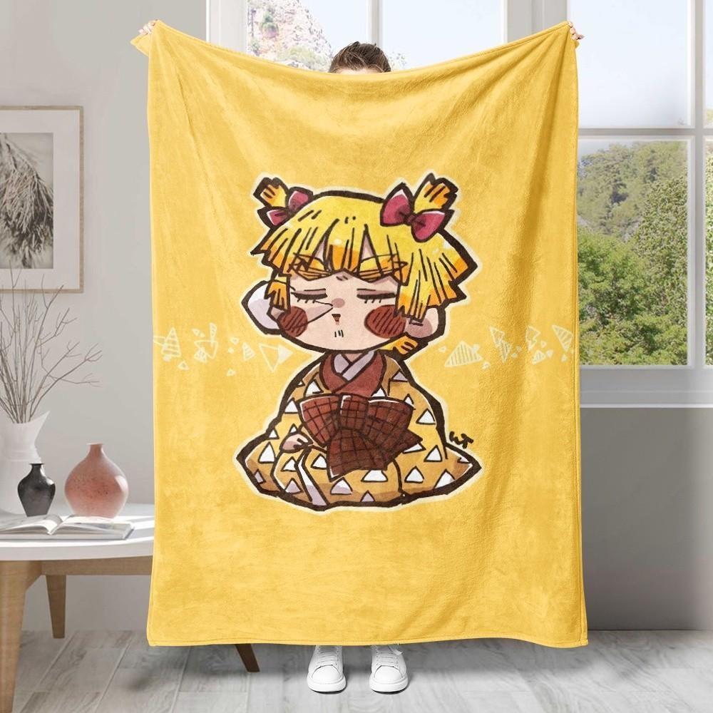 

Anime Demon Slayer Flannel Blanket Kamado Tanjirou and Nezuko OneSide Print Soft Plush Air Conditioning Blanket Gift for Fans 40x50in