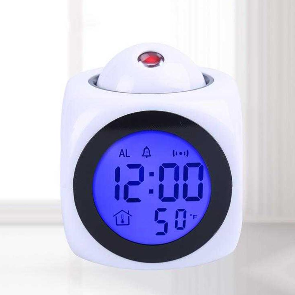 Creative Projection Clock Multi-function Voice Talking Clock LED Temperature Display 12/24 Hours Living Room Bedroom Dorm Clock