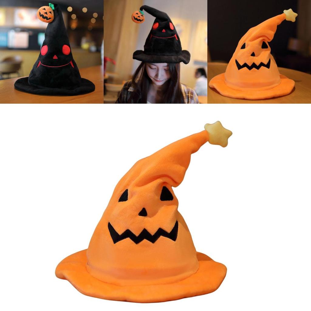 Halloween Electric Pumpkin Elf Hat Ghost Festival Party Costume Plush Toy Yellow 30*30*40cm Black 30*30*40cm