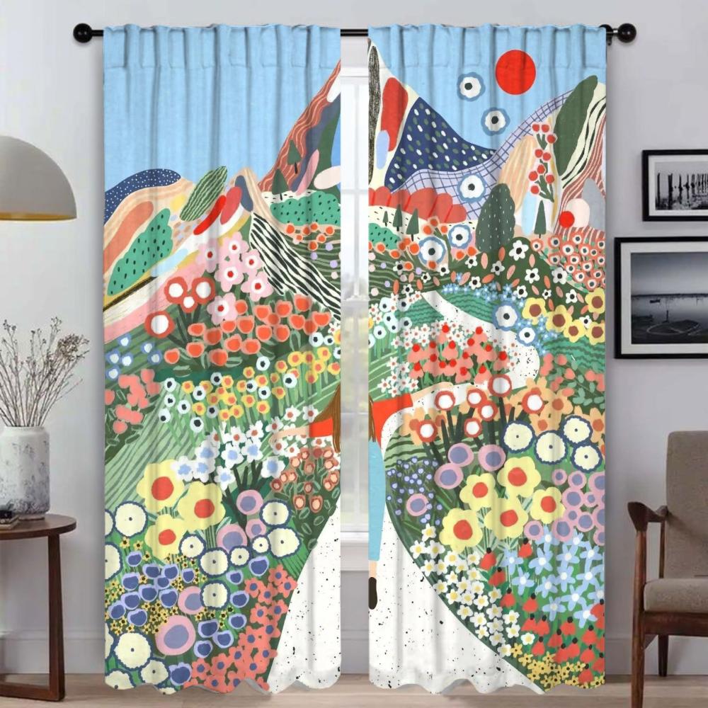 Fenstervorhang für Zimmer 2 Paneele Italienische Kunst Verdunkelungsvorhänge Tüll für Schlafzimmer Halloween Dekoration Jalousien Trennwand Wohnzimmer