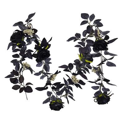 Artificial Rose Vine Decorative Hanging Flower Garland for Halloween Festival Decor 180cm