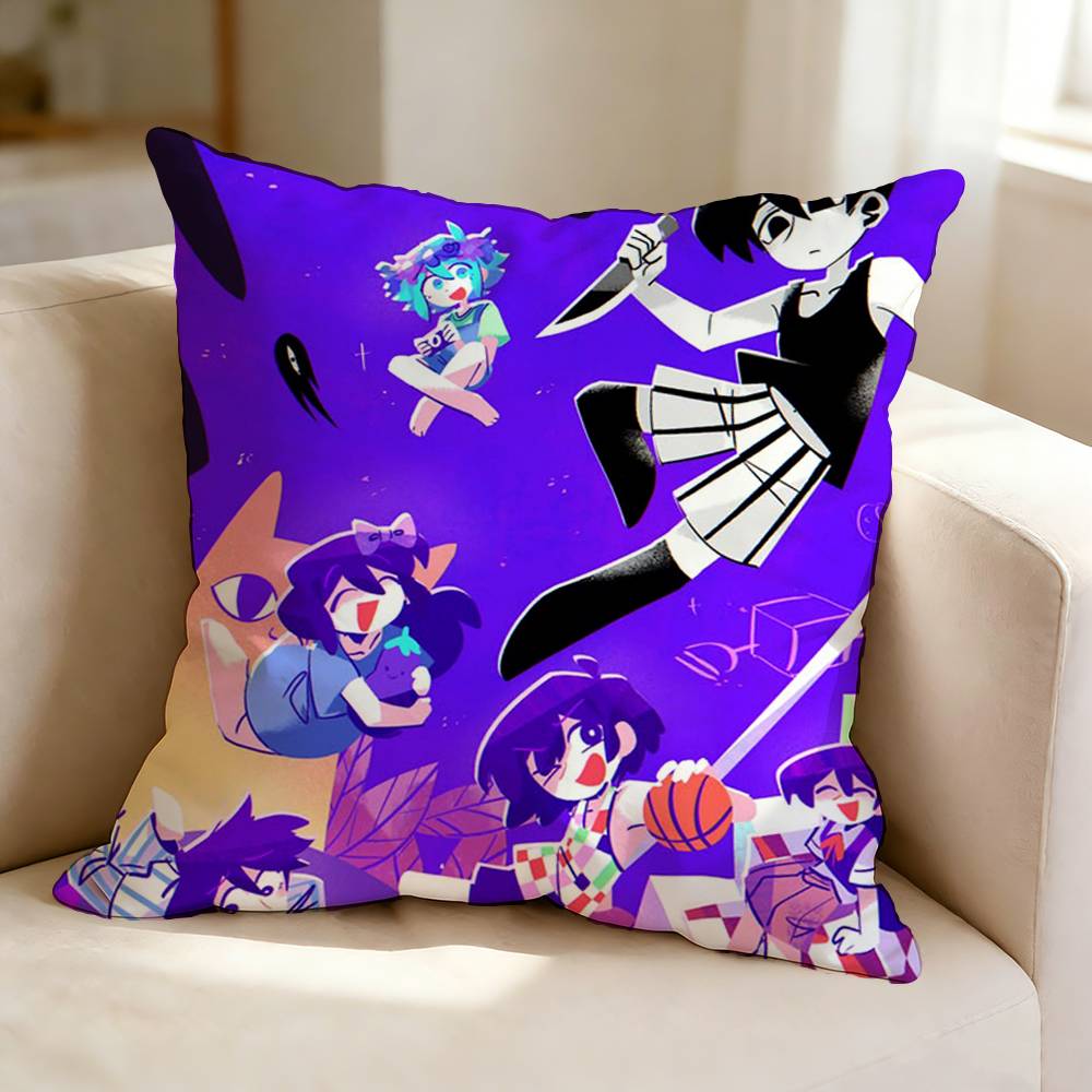 P-Psychological horror game O-Omori Square Double-Sided printed Pillow Case Bedroom Bedside Pillow Sofa Cushion Cover