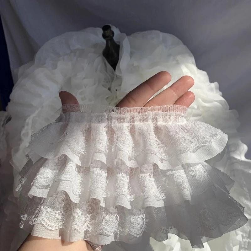 3-layer Lace Ruffle Trim 13cm Wide Mesh Fabric Lace for Lolita Dress Curtain Doll Clothes Sewing Deocr Accessories 3/5/10Meter