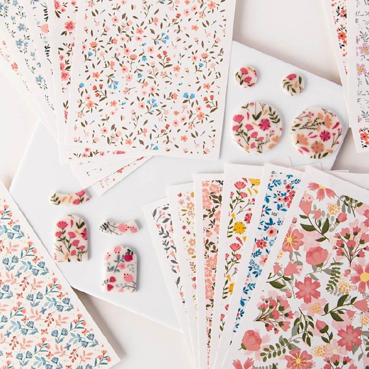 Floral Transfer Sheet for Clay Jewelry, Water Soluble Clay Transfer Paper