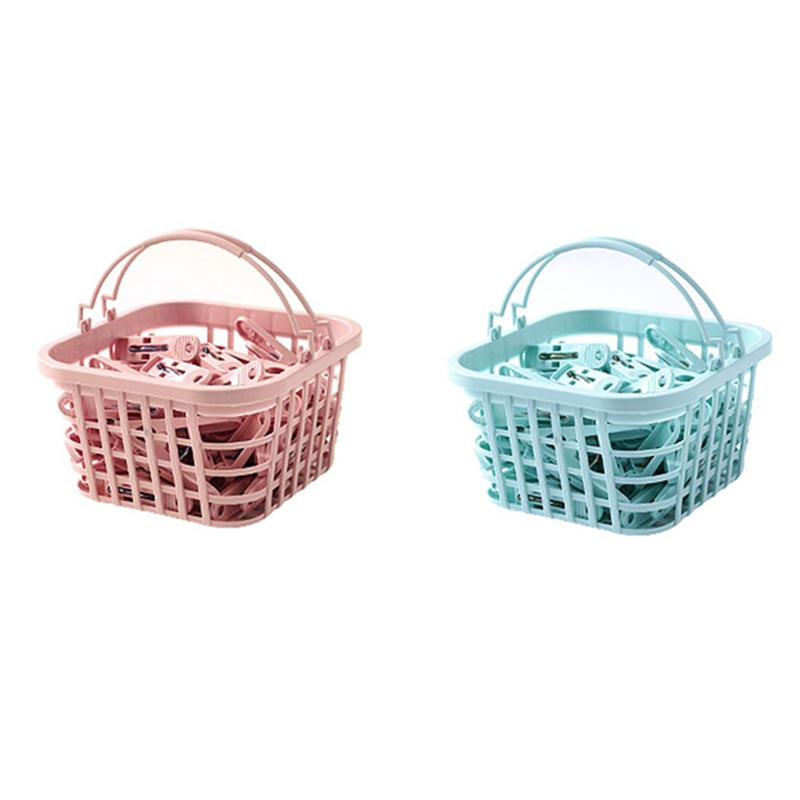 30pcs Windproof Clothespins 5.2cm Plastic Clip For Towel Clothes Underwear Bed Sheets Practical Laundry Drying Clip With Basket