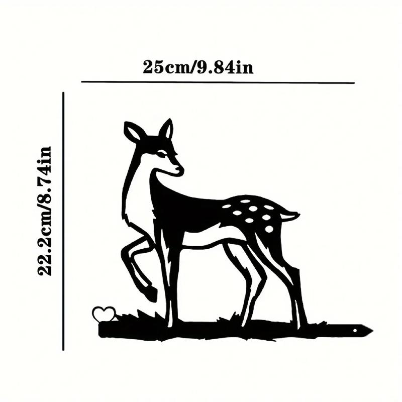 Силуэт пятнистого оленя на ветке из стали - настенное искусство из металла для дома — фото 8