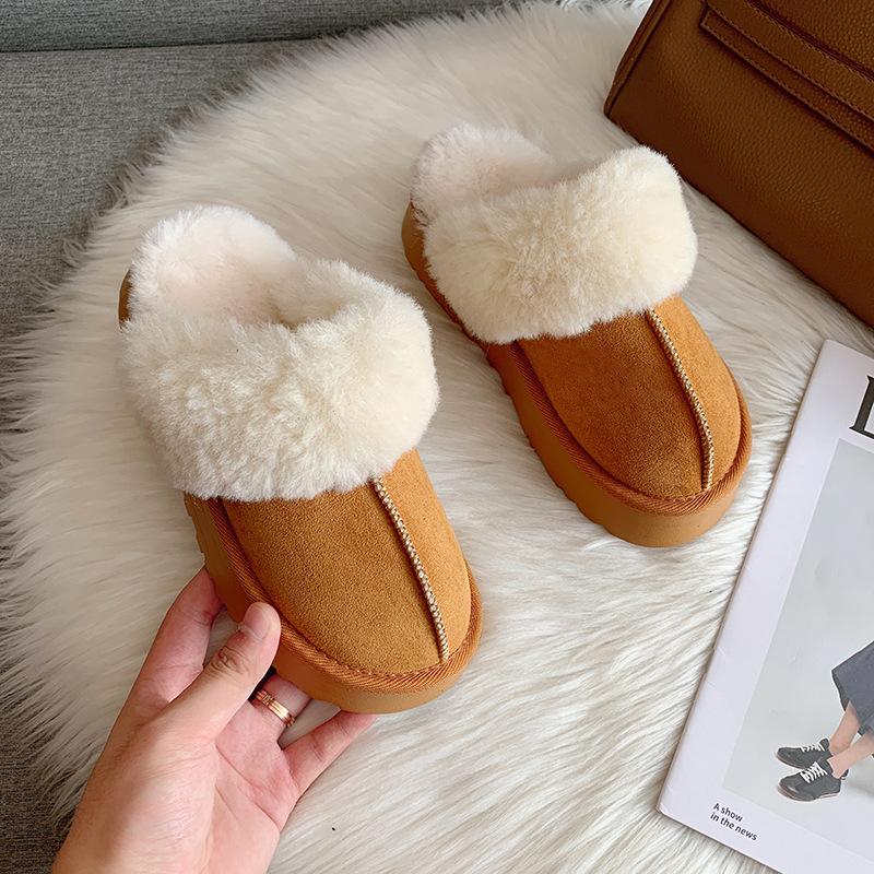 Internet celebrity Mao Mao tow cotton slippers women's autumn and winter new home indoor thick bottom outside wear non-slip snow boots tow