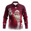 Men's 3D Graphic Long Sleeve,Street Style Fashion, Santa Claus Snowflake Funny Christmas Print Design,2025 Autumn Casual Shirt