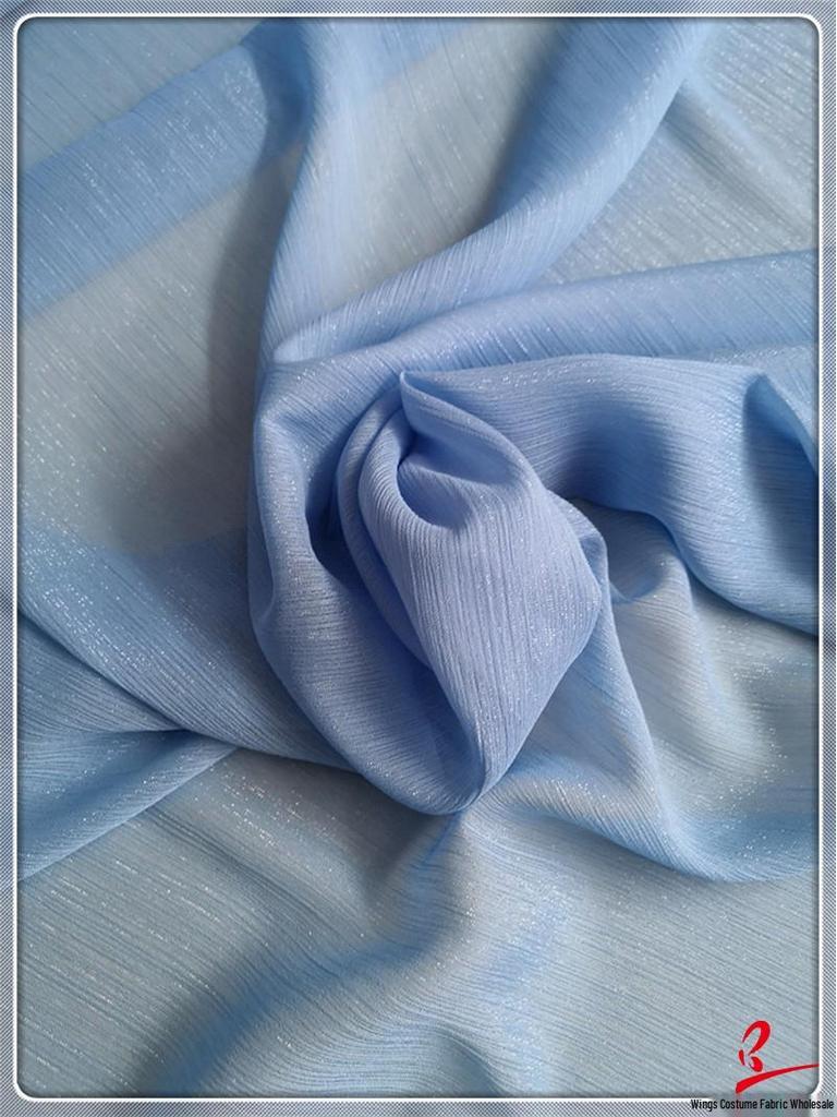 Super Sheer Silver Sequin Silk Gingham Chiffon Brocade Fabric for Dance Costumes