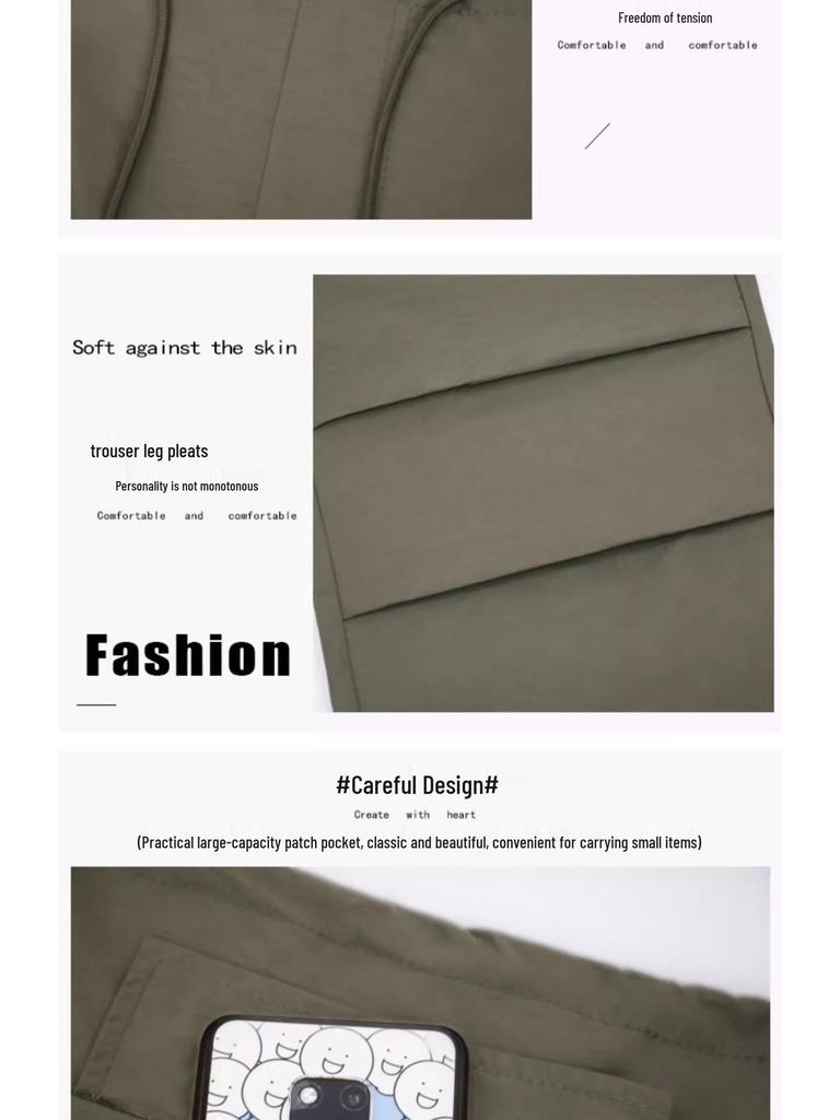 Women's Retro Cargo Slimming Windbreaker Pants for Autumn/Winter Running