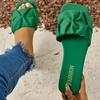 Pantofole estive pieghettate Sandali piatti da donna di tendenza per esterni per donna Infradito Scarpe da donna dal design coreano Verde