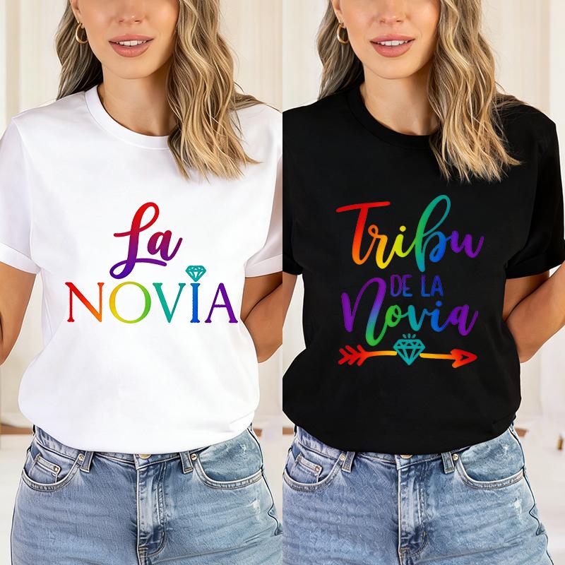 Bachelorette Party Shirts for Spanish Women, Equipo De La Novia Team Graphic T-Shirts, Bridesmaid Bridal Wedding Party Y2k Tops XL