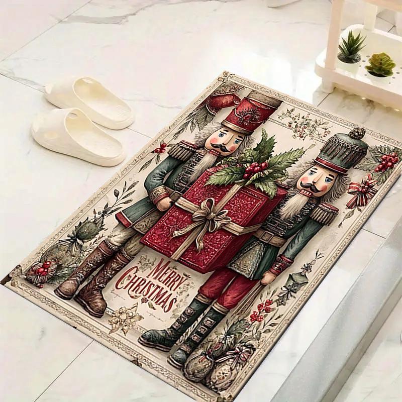 1Pc Christmas Nutcracker Tradition Rug Office Carpet Indoor Outdoor Doormat Nonslip Soft And Comfortable Living Room Christmas Halloween Gift D91812