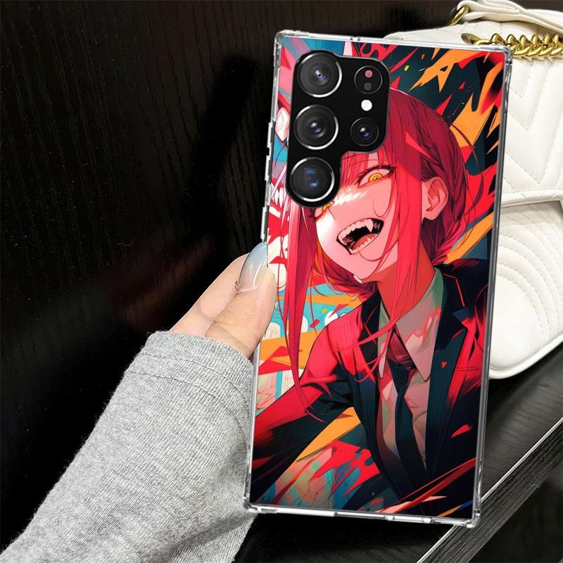 C-Chainsaw Mans Makima Case for Samsung Galaxy S25 S24 S23 S22 Ultra Soft Phone Cover S25 Edge S21 Plus S20 FE S10 + Black Cover