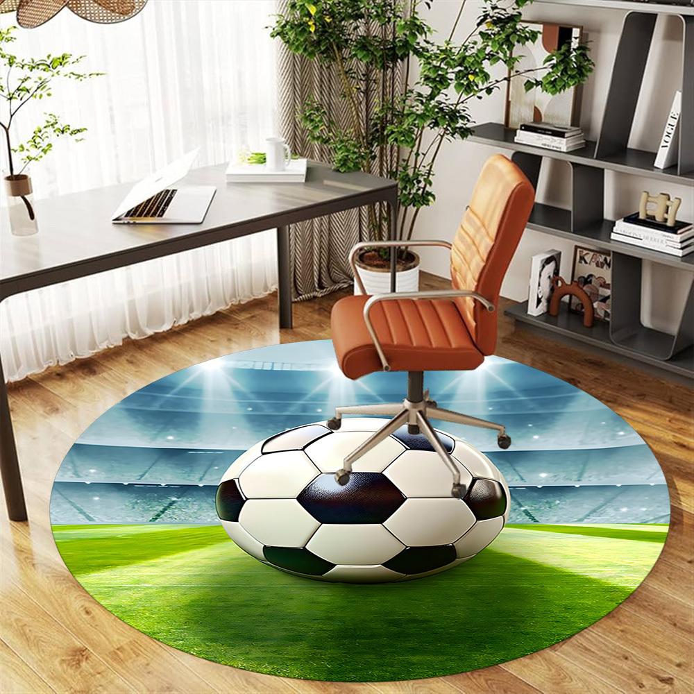 1pc soccer ball stadium Round Chair mat Area Rug - Non-Slip, Floor Mat for Office, Bedroom, and Indoor Decor c1125092