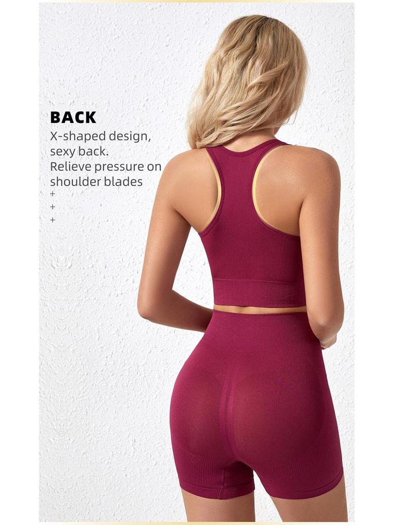 Plus Size Wirefree Push-Up Sports Bra & Boyleg Panties Set for Women