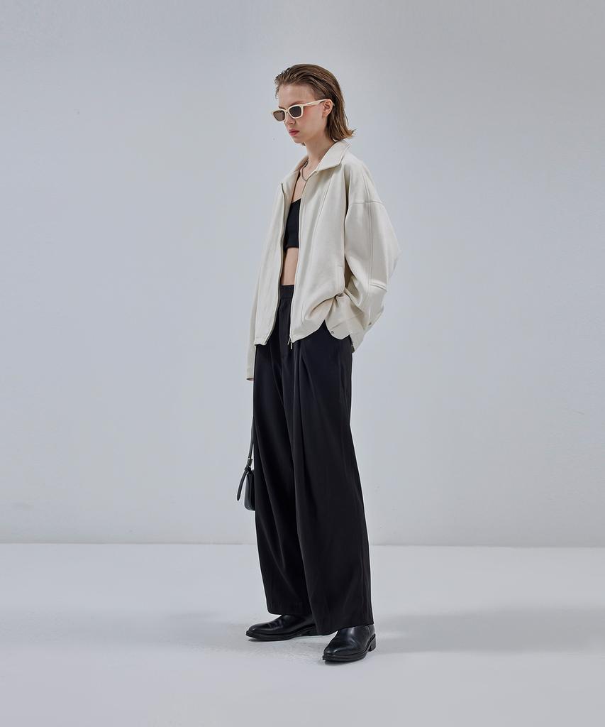 Ironyporno Whiteline 86-Iro231 Curved Stitch Blouson Suede Jacket Ivory