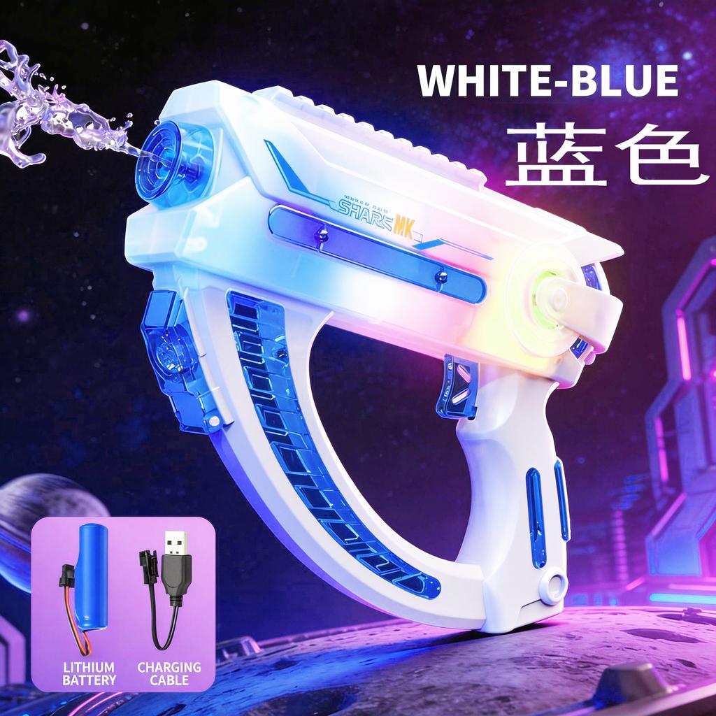 Electric Water Gun Colorful Lights Continuous Firing Squirt Gun Large Capacity Long Range Shooting Watergun Beach Outdoor Toy