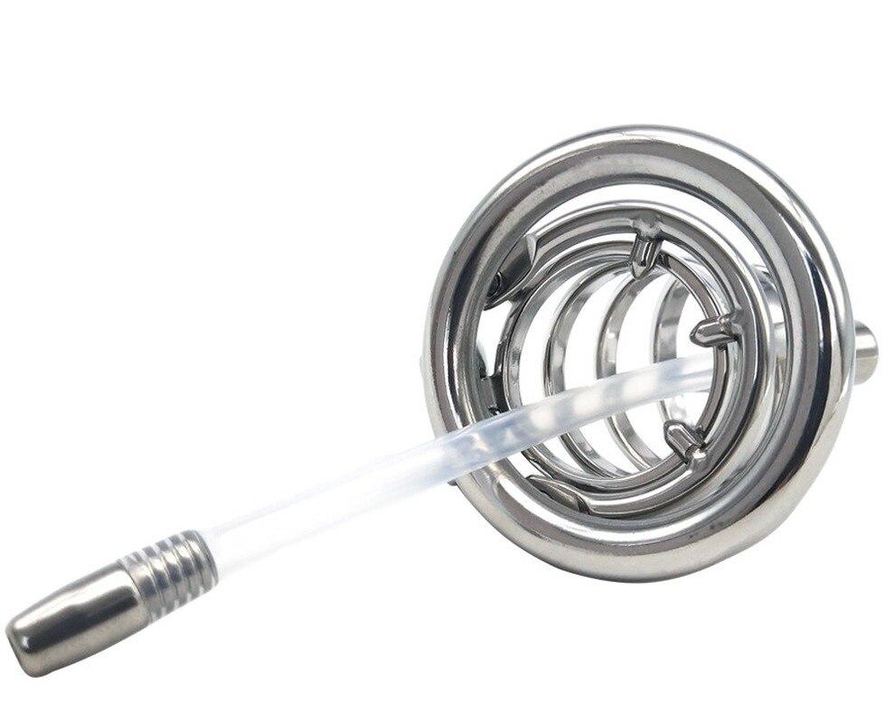 CB Lock for Men Stainless Steel Penis Cage Adult Sex Toy Cock Cage Cockring BDSM Slave  Fetish Urinary Catheter