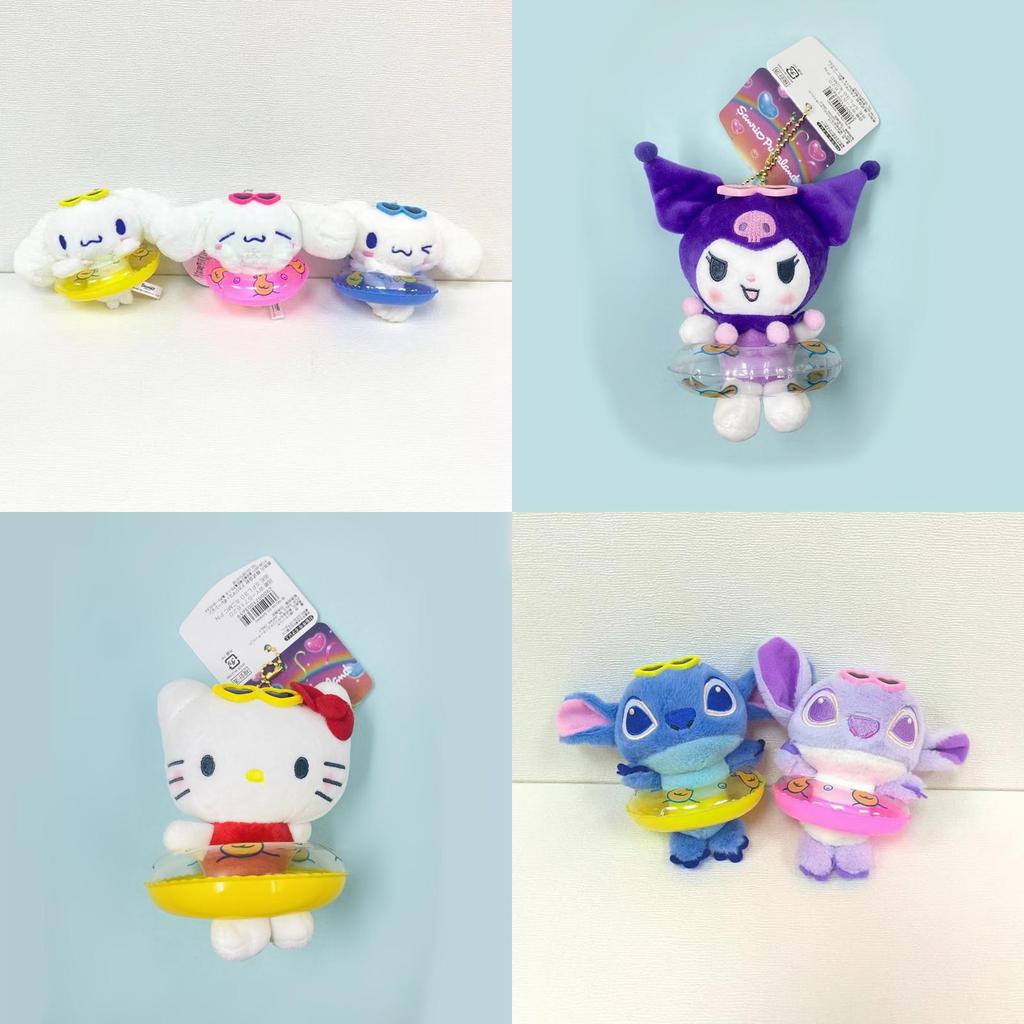 Kitty Cat Swim Ring Plush Toy Adorable Fluffy Doll Bag Charm For Girls, Short Plush Material, 10cm Height