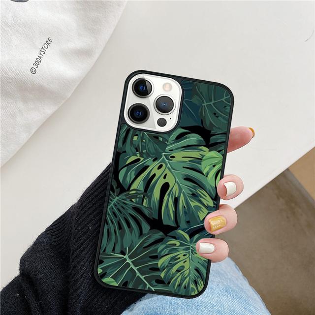 Monstera Blüte Tropische Grüne Blätter Handyhülle Cover für iPhone 17 Air 16 15 14 13 11 12 Pro Max PlusS Hülle