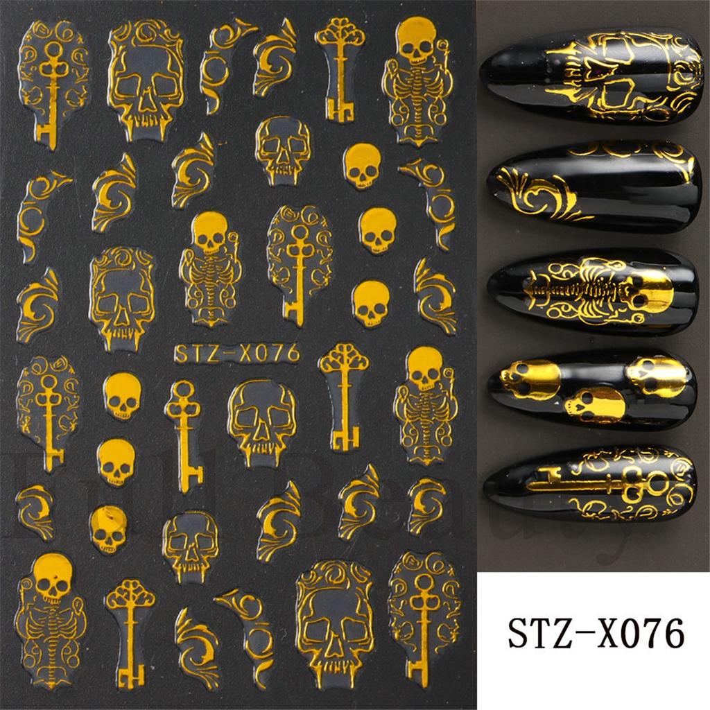 New nail art stickers Halloween pink love spider web mummy bandage love ghost nail stickers