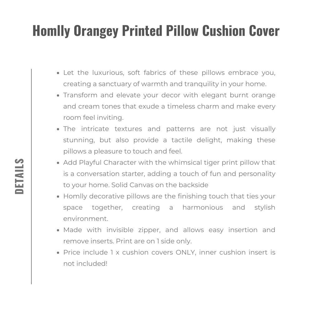 Homlly Orangey Printed Pillow Cushion Cover (X2PCS)