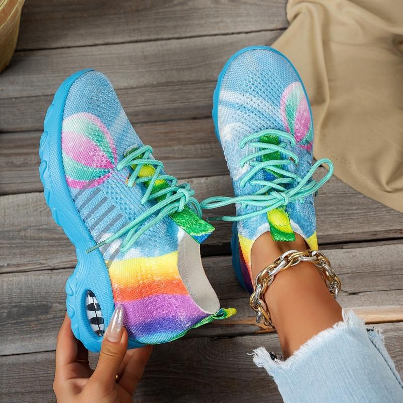 Fashion 2025 Lace-up Women's Vulcanize Shoes Plus Size Sock Shoes Breathable Mesh Knit Ligh Tweight Comfortable Neakers Casual Sneakers