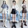 2026 Summer Plus Size Women's High Waist PU Leather Wide Leg A-line Shorts & Bootcut Pants