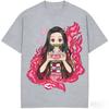 Demon Slayer Nezuko Kamado Pure Cotton T-shirt 2026 Summer New Anime Printed Loose Casual Parent Child Short Sleeve Top