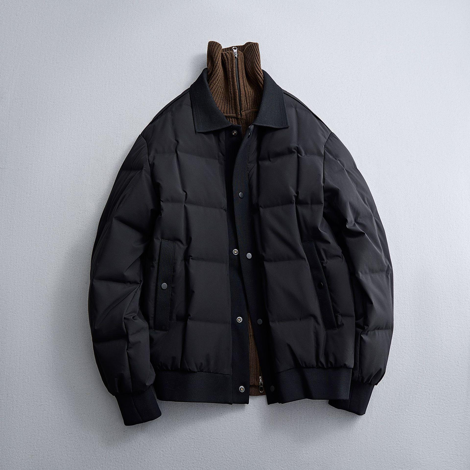 2025 Winter Men s Plaid Down Jacket - Trendy Patchwork Coat with Inner Layer XL чёрный